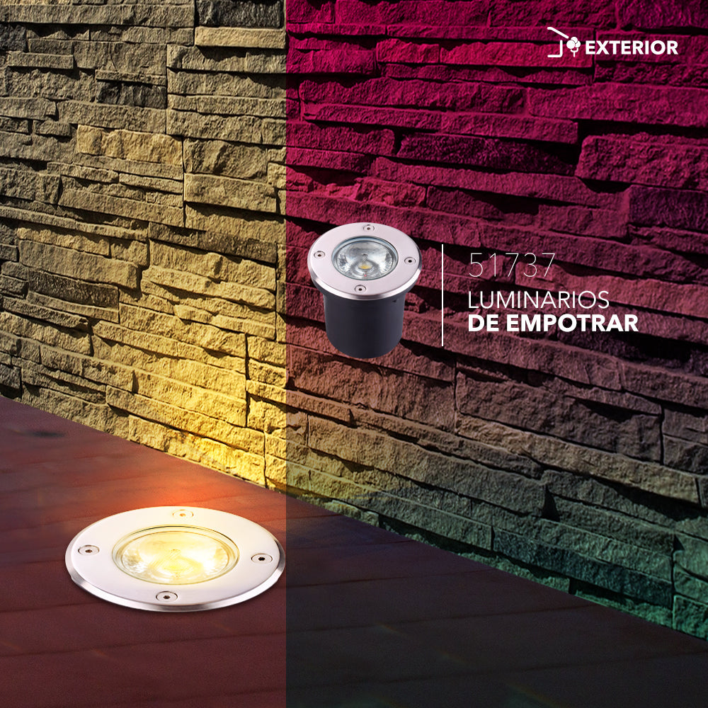 Luminario LED COB para empotrar a piso 9W luz cálida 3 000K