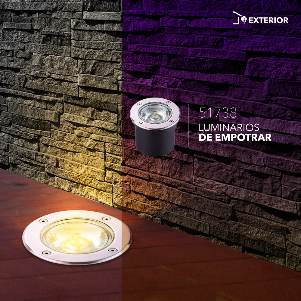 Luminario LED COB para empotrar a piso 15W luz cálida 3 000K