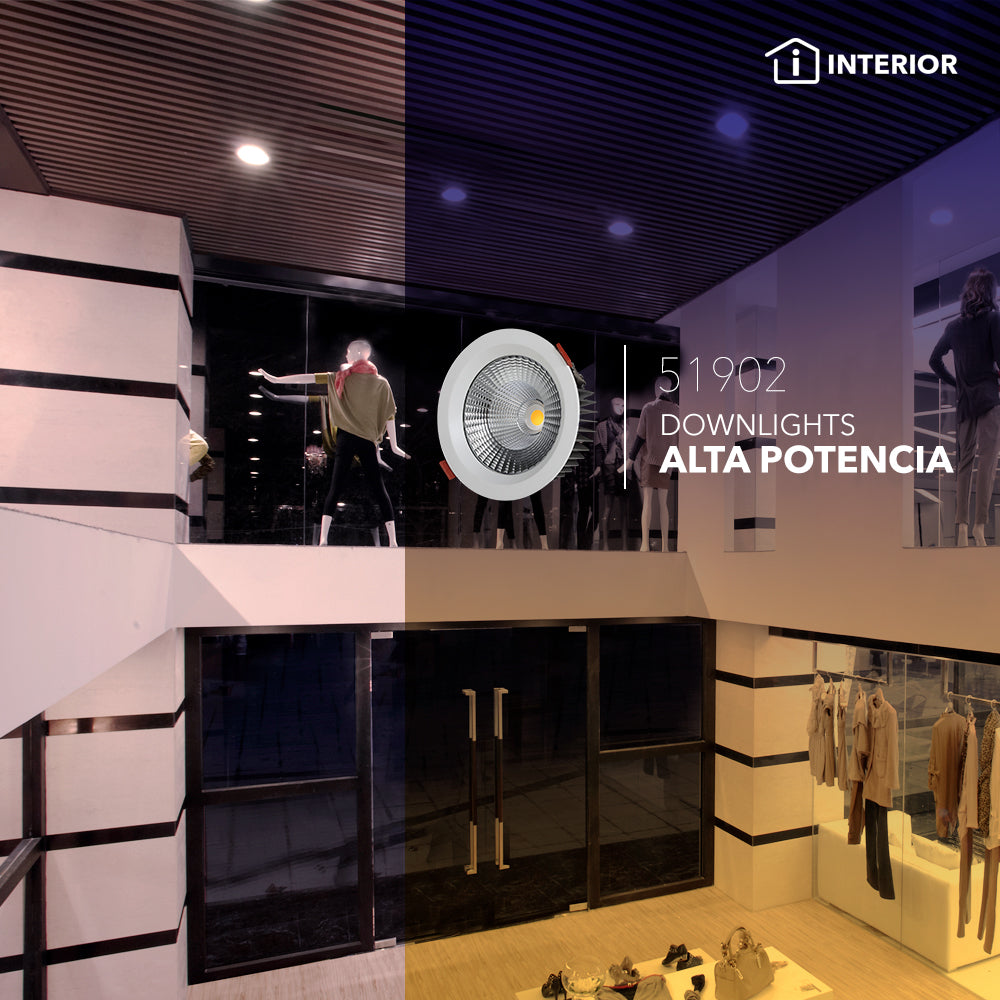 Luminario tipo downlight alta potencia LED COB 40W luz neutra 4 100K