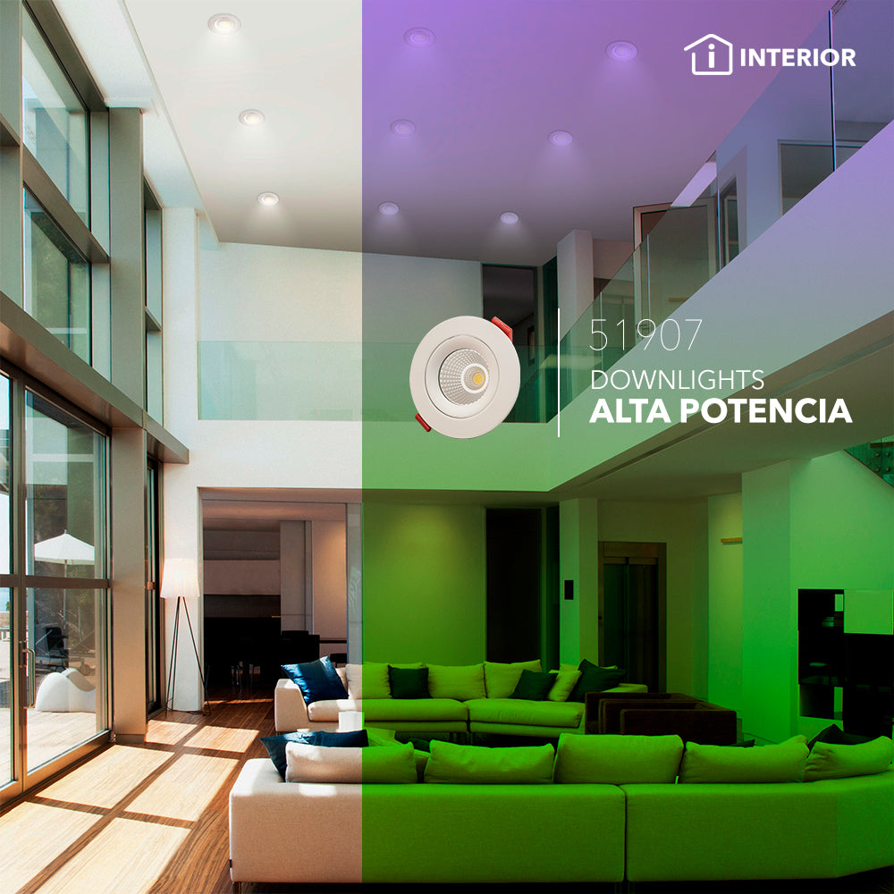 Luminario tipo downlight alta potencia LED COB 12W luz neutra 4 100K