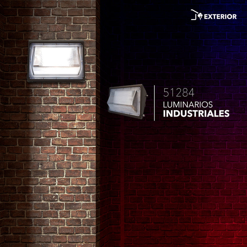 Luminario industrial tipo wallpack de LED 50W luz blanca 6 500K