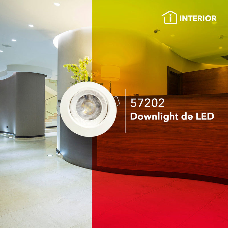 Luminario tipo spot dirigible para empotrar LED 6W luz cálida 3 000K