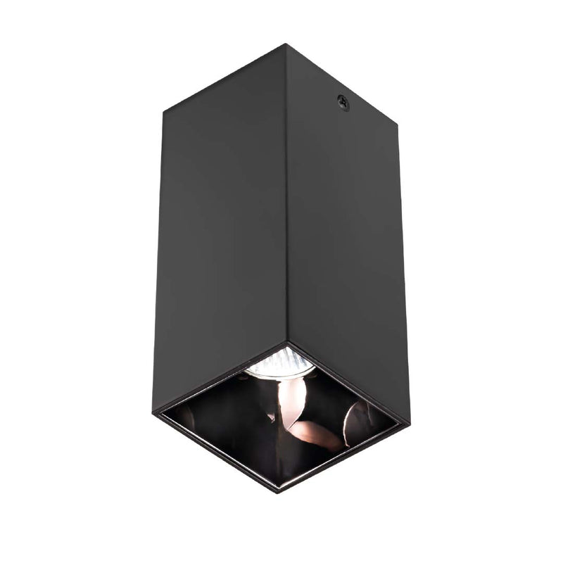Luminario rectangular fijo para lámpara MR16 para techo color mate negro con difusor color negro piano