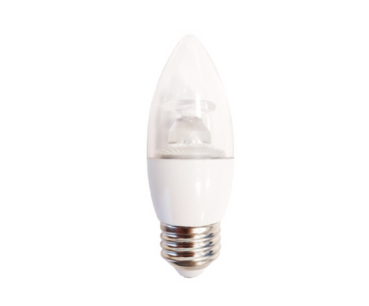 Lampara De LED Tipo Vela 4W Base E26 De Plástico Claro