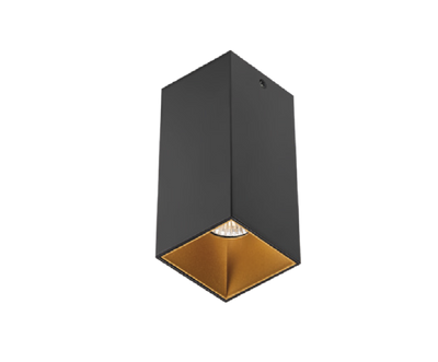 Luminario Rectangular Para MR16 Mate Negro Con Difusor Oro