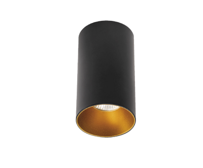 Luminario Cilíndrico Para MR16 Mate Negro Con Difusor Oro