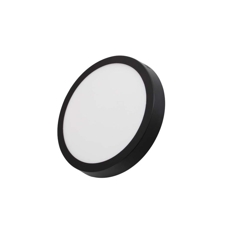 Luminario panel circular para sobreponer LED 12W color negro luz blanca 6 500K