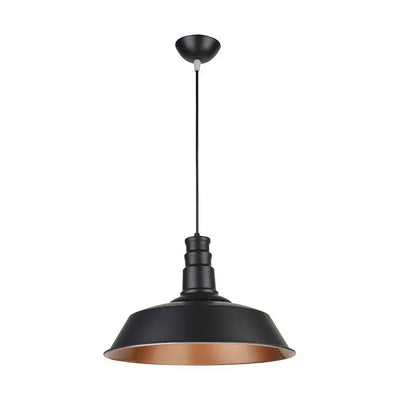 Luminario decorativo para suspender negro con interior arena dorada